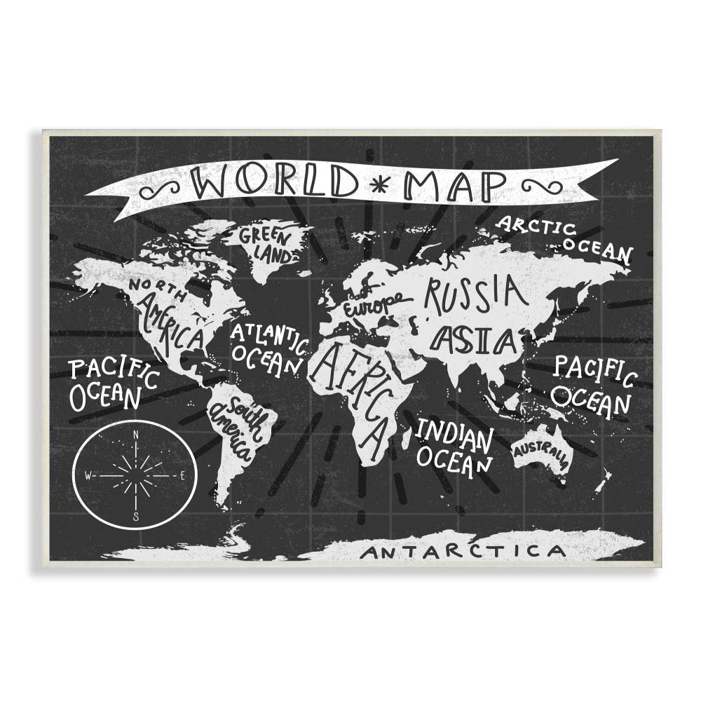 Kids World Map Black and White Nursery Design