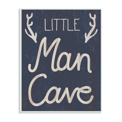 Kids Little Man Cave Word Boys Blue Nursery Design