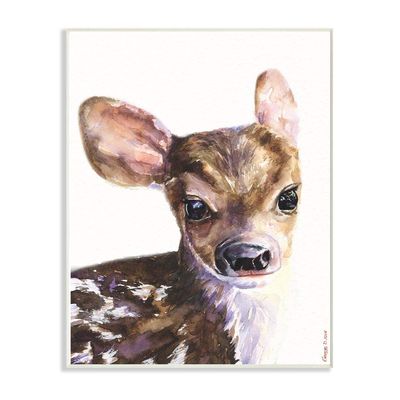 Stupell Industries Cute Baby Deer Animal Watercolor Painting