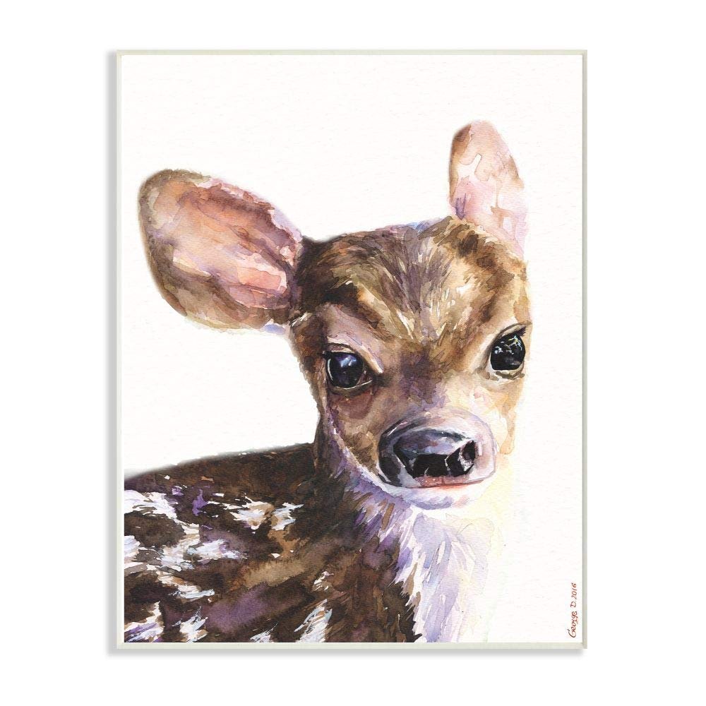Stupell Industries Cute Baby Deer Animal Watercolor Painting