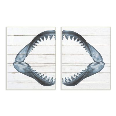 Kids Shark Teeth Ocean Animal Textured Wood Design