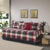 Madison Park Daybed Cover Double Sided Quilting Casual Design All Season Bedding Set with Bedskirt, Matching Shams, Decorative Pillow, 75 in x 39 in, Ridge, Plaid Red view 1