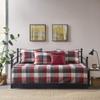 Madison Park Daybed Cover Double Sided Quilting Casual Design All Season Bedding Set with Bedskirt, Matching Shams, Decorative Pillow, 75 in x 39 in, Ridge, Plaid Red view 3