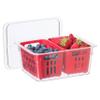 Oggi Berry Container for Fridge - Double Colander Basket - Ideal Berry Containers for Fridge, Includes Berry Colander Insert (8.75" x 6.75" x 3.75"), Red view 2