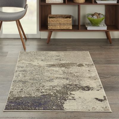 Nourison Home Celestial Ivory Grey 3' x 5' Area Rug - Easy Clean, Non Shedding, Bed Room, Living Room, Dining Room, Kitchen (3' x 5')
