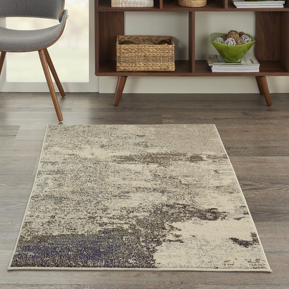 Nourison Home Celestial Ivory Grey 3' x 5' Area Rug - Easy Clean, Non Shedding, Bed Room, Living Room, Dining Room, Kitchen (3' x 5')