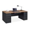 nbf signature series Carbon Steel Executive Desk 72" W x 30" D Planed Teak Ergonomic Computer Office Working PC Desk for Home and Office Use Stylish and Durable view 1