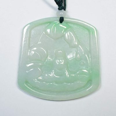 Certified Green Natural A Jade Jadeite Pendant No Face Buddha God  704045