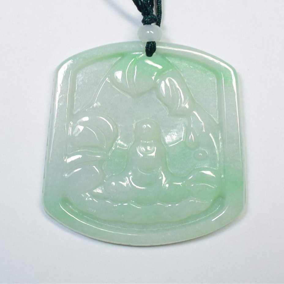 Certified Green Natural A Jade Jadeite Pendant No Face Buddha God  704045