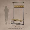 Lavish Home Entryway Bench with Seat - Iron and Wood Furniture with 5-Hook Coat Rack, Top Shelf, and Bottom Shoe Storage (Weathered Woodgrain-Look) view 4