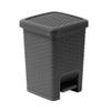 Addis Rattan Effect Square Bathroom Pedal Waste Trash Bin, 6 Litre, Charcoal, Calico Linen, 20 x 22.5 x 29 cm view 1