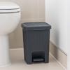 Addis Rattan Effect Square Bathroom Pedal Waste Trash Bin, 6 Litre, Charcoal, Calico Linen, 20 x 22.5 x 29 cm view 2