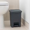 Addis Rattan Effect Square Bathroom Pedal Waste Trash Bin, 6 Litre, Charcoal, Calico Linen, 20 x 22.5 x 29 cm view 3