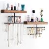 Keebofly Hanging Wall Mounted Jewelry Organizer with Rustic Wood Jewelry Holder Display for Necklaces Bracelet Earrings Ring Set of 2 Carbonized Black,[Patented] view 1