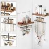 Keebofly Hanging Wall Mounted Jewelry Organizer with Rustic Wood Jewelry Holder Display for Necklaces Bracelet Earrings Ring Set of 2 Carbonized Black,[Patented] view 3