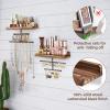 Keebofly Hanging Wall Mounted Jewelry Organizer with Rustic Wood Jewelry Holder Display for Necklaces Bracelet Earrings Ring Set of 2 Carbonized Black,[Patented] view 4
