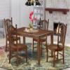 East West Furniture DUDO5-MAH-W 5 Piece Kitchen Table Set for 4 Includes a Rectangle Dining Room Table and 4 Solid Wood Seat Chairs, 36x60 Inch, Mahogany view 2