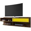 Manhattan Comfort Astor Modern Living Room Floating Entertainment Center with Media Shelves, 70.86", Rustic Brown/Yellow view 1