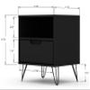 Manhattan Comfort Rockefeller Nightstand with Drawer and Cubby, Mid Century Modern Bedside Table, Minimalist Display and Storage Organizer, Ideal for Bedroom and Living Room, Black view 4