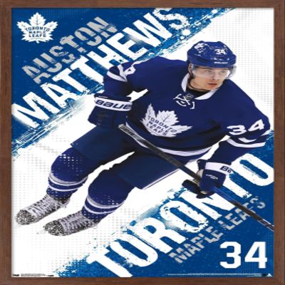 Trends International NHL Toronto Maple Leafs - Austin Matthews 16 Wall Poster, 22.375" x 34", Mahogany Framed Version