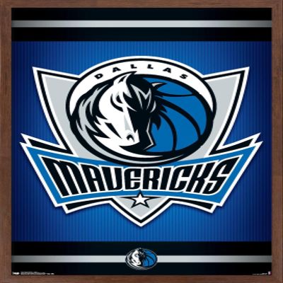 Trends International NBA Dallas Mavericks - Logo 14 Wall Poster, 22.375" x 34", Mahogany Framed Version