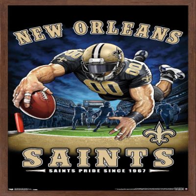 Trends International NFL New Orleans Saints - End Zone 17 Wall Poster, 22.375" x 34", Mahogany Framed Version