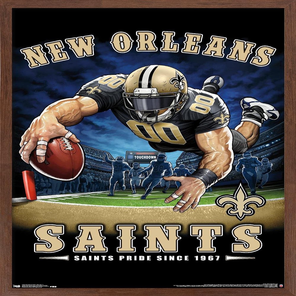 Trends International NFL New Orleans Saints - End Zone 17 Wall Poster, 22.375" x 34", Mahogany Framed Version