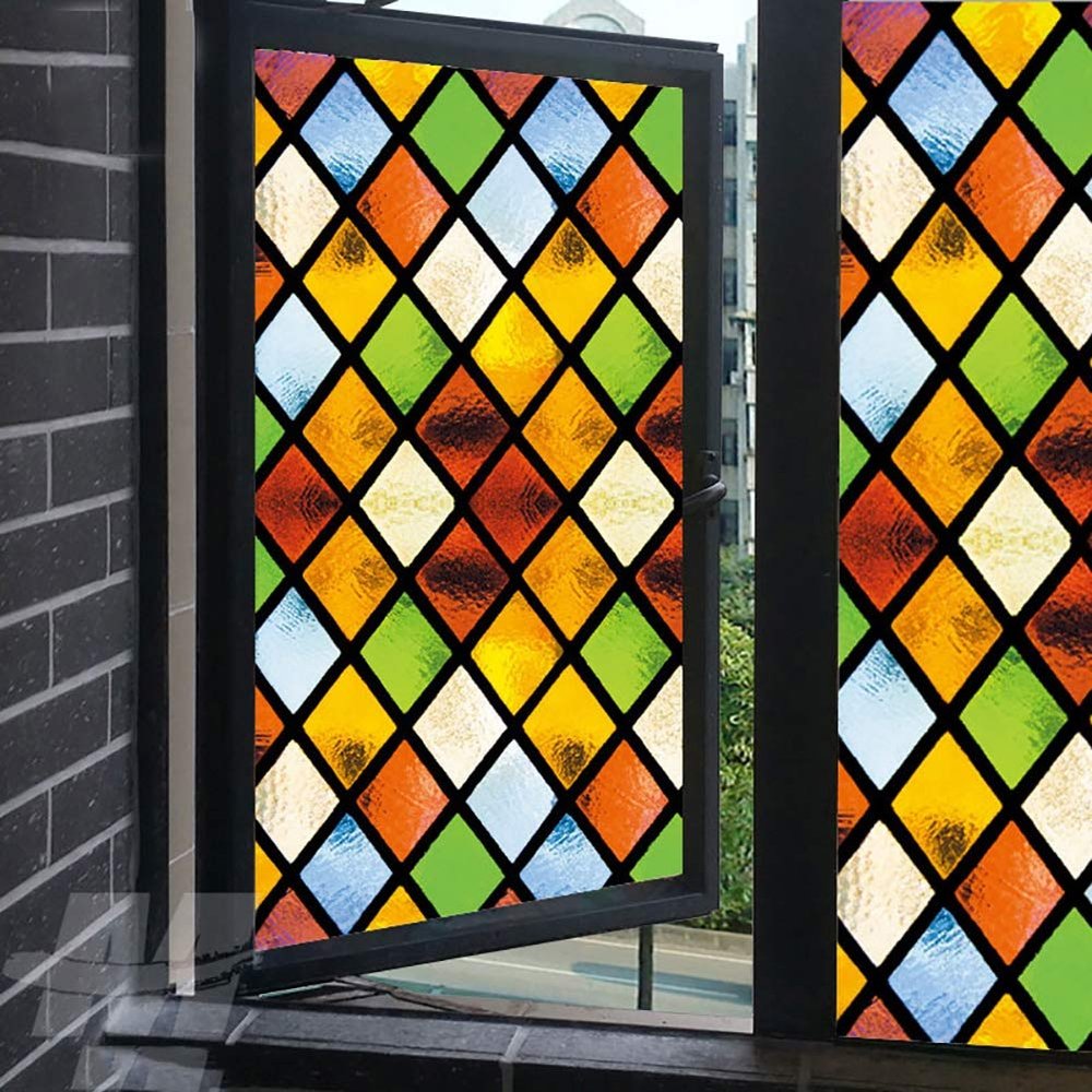 XXRBB Frosted Stained Glass Window Film,Bathroom Sticker Opaque Privacy Self-Adhesive Glass Film,for Livingroom Kitchen Rental Apartment,70x800cm(28x315inch)