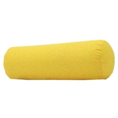 Cotton and Linen Long Cervical Pillow Solid Color Round Cervical Pillow Sofa Cushion Round Neck Bolster Pillows (Yellow, 1040cm)