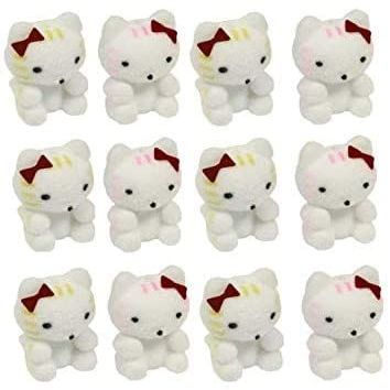 Factory Direct Craft Package of 12 Sitting Flocked Miniature White Kittens with Bow for Easter and Spring Dcor, Favors and Crafts (Size: 1 inch)