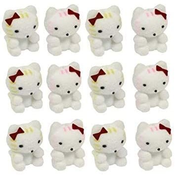 Factory Direct Craft Package of 12 Sitting Flocked Miniature White Kittens with Bow for Easter and Spring Dcor, Favors and Crafts (Size: 1 inch)