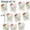 Factory Direct Craft Package of 12 Sitting Flocked Miniature White Kittens with Bow for Easter and Spring Dcor, Favors and Crafts (Size: 1 inch) view 2