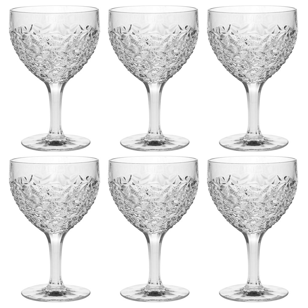 Barski Goblet - Wine Glass - Water Glass - Crystal - Set of 6 Stemmed Glasses - Glass is designed With Raindrop Design - 12 oz Made in Europe -