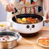 4-IN-1 Multifunction Electric Cooker Skillet Grill Pot Wok Electric Hot Pot for Noodles Cook Rice Fried Stew Soup Steamed Fish Boiled Egg Small Non-stick (2.3L, with Lid and Steamer) view 3