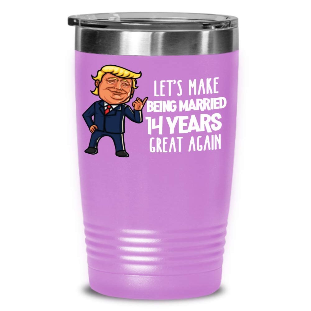 14th Anniversary Trump Tumbler Funny Fourteenth Year Married Ivory Celebration Coffee Mug For Wife or Husband