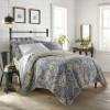 Stone Cottage - Queen Quilt Set, Reversible Cotton Bedding with Matching Shams, Ideal Bedding Set (Arell Blue, Queen) view 1