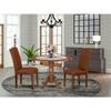 East West Furniture DLEN3-MAH-66 3 Piece Kitchen Table Set Contains a Round Dining Room Table with Dropleaf and 2 Brown Faux Faux Leather Parsons Dining Chairs, 42x42 Inch, Mahogany view 2