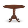 East West Furniture DLEN3-MAH-66 3 Piece Kitchen Table Set Contains a Round Dining Room Table with Dropleaf and 2 Brown Faux Faux Leather Parsons Dining Chairs, 42x42 Inch, Mahogany view 3