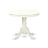 East West Furniture ANAB5-LWH-02 5 Piece Dining Table Set for 4 Includes a Round Kitchen Table with Pedestal and 4 Light Beige Linen Fabric Upholstered Chairs, 36x36 Inch, Linen White view 3