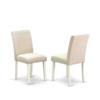 East West Furniture ANAB5-LWH-02 5 Piece Dining Table Set for 4 Includes a Round Kitchen Table with Pedestal and 4 Light Beige Linen Fabric Upholstered Chairs, 36x36 Inch, Linen White view 4