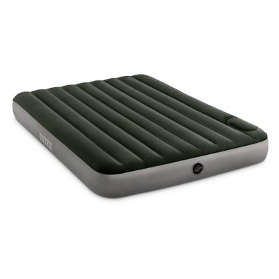 Intex 64763E Dura-Beam Standard Downy Air Mattress: Fiber-Tech  Queen Size  Built-in Foot Pump  10in Bed Height  600lb Weight Capacity