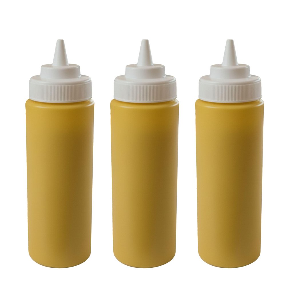 24 Oz Plastic Condiment Squeeze Bottles [24 PACK] Squirt Bottle for Sauces, Dressing, Arts and Crafts, Ketchup, Mustard, Oil, BBQ - Clear Reusable Plastic Containers, BPA Free, Dishwasher Safe