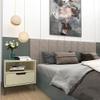 Manhattan Comfort Rockefeller Nightstand with Drawer and Cubby, Mid Century Modern Bedside Table, Minimalist Display and Storage Organizer, Ideal for Bedroom and Living Room, Off White/Nature view 2
