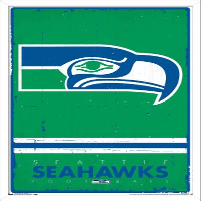 NFL Seattle Seahawks - Retro Logo 15 Wall Poster, 34L" x 22.4W", White Framed Version