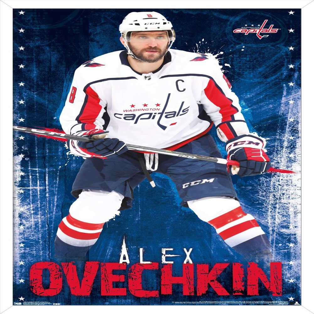 NHL Washington Capitals - Alex Ovechkin 17 Wall Poster, 34L" x 22.4W", White Framed Version