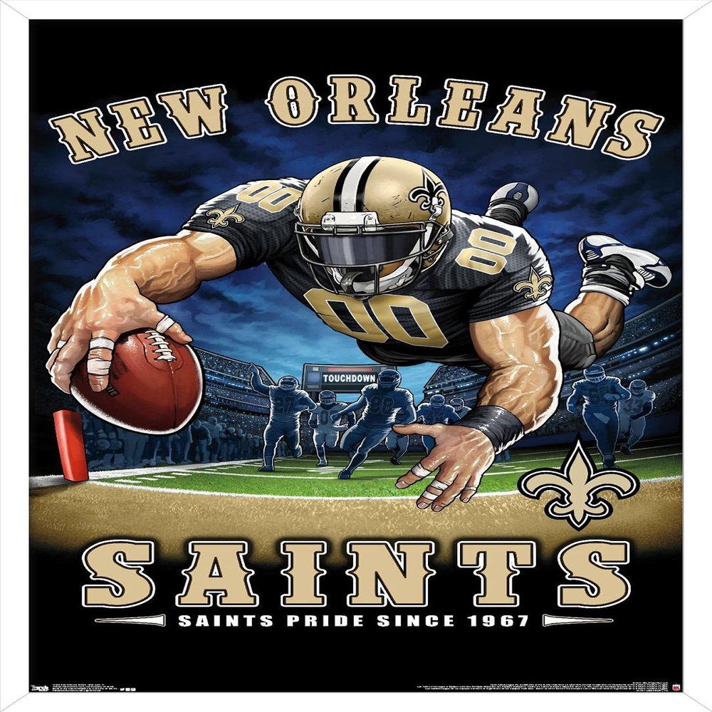 Trends International NFL New Orleans Saints - End Zone 17 Wall Poster, 22.375" x 34", White Framed Version