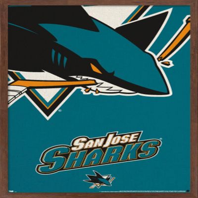Trends International NHL San Jose Sharks - Logo 14 Wall Poster, 22.375" x 34", Mahogany Framed Version