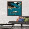 Trends International NHL San Jose Sharks - Logo 14 Wall Poster, 22.375" x 34", Mahogany Framed Version view 2