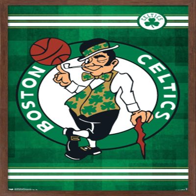 Trends International NBA Boston Celtics - Logo 14 Wall Poster, 22.375" x 34", Mahogany Framed Version