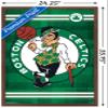 Trends International NBA Boston Celtics - Logo 14 Wall Poster, 22.375" x 34", Mahogany Framed Version view 3